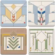 Frank Lloyd Wright Chevron Designs Set of 4 Coasters Multicolor