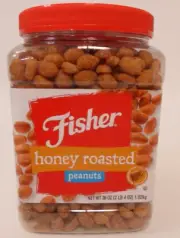 Fisher Honey Roasted Peanuts 36 Oz High Protien Nut Snack 2lb 4oz