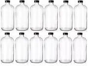 Set of 12-32oz Boston Clear Glass Bottles - Brewing Bottles for Kombucha