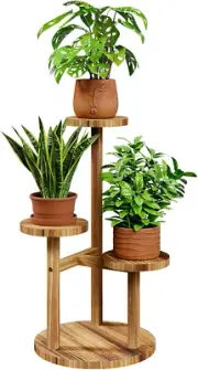 3 Tier Plant Stand Indoor, Corner Wood Plant Shelf for Multiple Plants, Small Ti