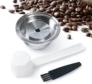 [i Cafilas] Reusable Coffee Capsule,Refillable Vertuo Capsules Reusable Vertuoline Pod Coffee Pod Holder,Aluminum Foil Seals Lid Scoop Brush Compatible with Nespresso Vertuoline GCA1 Delonghi ENV135S