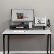 Bed Dual Monitor Riser Stand for 2 Monitors; Extra Long; Desk & Table Top Organi