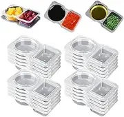 WEZCHUGHAOL 20 Pcs Double Compartment Condiment Containers with Lids 2024 New Reusable Plastic Condiment Snack Containers 2 Sided Compartment Packs for to-go Dip, Sauce, Sampling, Travel Snack (150ML)