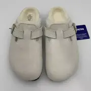 Birkenstock New w/ Box Boston Shearling Antique White Suede Narrow Select Size