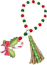 GARVALON Christmas Crutches Decoration Party Xmas Tree Ornaments Hanging Garland Christmas Decorations Indoor Candy Cane Beaded Tassel Decor Description Rustic Farmhouse Garland Rope