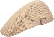 [WRITWAA] Beret Hat Sun Hat for Women Men Mesh Beanie 55-60cm Fit Adults' Fashion Accessory Light Yellow