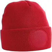 [Beechfield] Unisex Circular Patch Cuffed Beanie (UK Size: One Size) (Classic Red)