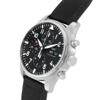 在飛比找蝦皮購物優惠-IWC Watch飛行員黑色43mm計時自動機械男士手錶IW