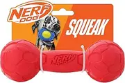 Nerf Dog Squeak Barbell Dog Toy, Medium, Red