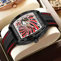 在飛比找Yahoo!奇摩拍賣優惠-【潮裡潮氣】格倫品牌高檔手錶男士全自動機械錶創意鏤空方形腕錶
