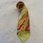 Men’s Jerry Garcia ~ Capillaries ~ Collection 56 yellow neck tie EUC. i2