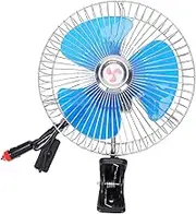 8in Car Fan, 2 Speed Adjustable Clip on Fan with Cigarette Lighter Plug, Portable Vehicle Cooling Fan, Quiet Oscillating Fans for Sedan, SUV, RV, Boat, Cars, Trucks (DC12V)