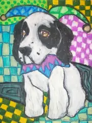 Jester Cocker Spaniel Parti color 8.5 x 11 Dog Art Print Signed by Artist KSams