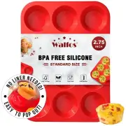 Walfos Silicone Muffin Pan - 12 Cups Regular Silicone Cupcake Pan, Non-stick ...