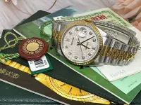 在飛比找Yahoo!奇摩拍賣優惠-國際精品當舖  ROLEX 勞力士 蠔式半金 原廠10鑽白紀