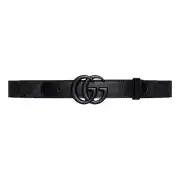 Gucci GG Black Marmont Supreme Canvas Leather Belt Size 65 NEW