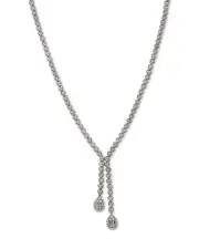 Bloomingdale's Fine Collection Diamond Round & Baguette Lariat Necklace in 14K White Gold, 4.5 tcw