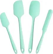 Proxima Direct 315℃ Heat Resistant Silicone Spatula 4 Piece Set Flexible BPA-Free Non-Stick Bowl Scraper Seamless Rubber Kitchen Utensils for Baking Cooking Mixing Cookware (Aqua)