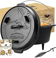 OVERMONT 5.7L/6 Quart(Pot body+lid) All-Round Dutch Oven Dual Function Lid Griddle with Lid Lifter Camping Pre Seasoned Cast Iron Pot