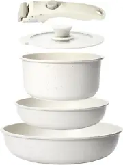 5-Piece Non-Stick Cookware Set with Detachable Handle, Induction Safe