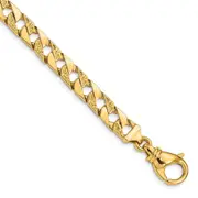 Solid 14K Yellow Gold 24 inch 7.5mm Hand Polished Fancy Link with Fancy Lobster Clasp Chain Chain