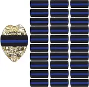 Mourning Bands for Badges (30-Pack - Made in USA) Thin Blue Line Stripe, Law Enforcement, Police Officer, Honor Guard Funeral Shield Elastic Band by Shirt Stay Plus