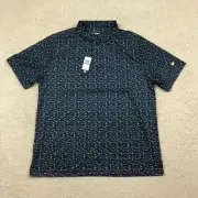 Jack Nicklaus Golf Polo Mens Large Fish Pattern Navy Blue New