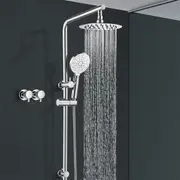 ACA 8" Stainless Steel Round Shower Head Handheld Diverter Wall Arm Set Taps
