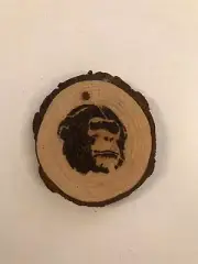 2.5” Hand Burned Pyrography Ornament “Ape”