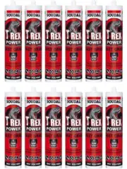 12 x Soudal T-Rex Power Fast Grab Adhesive Sealant Quick Silver 290ml