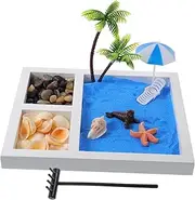 Kisangel 1 Set Japanese Style Sand Beach Micro Landscape Ornament for Desk Adornment Tranquil Sand Garden Decor Present for and Mindfulness