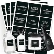 v2croft 144 Minimalist Laundry Room Labels Set, Water Resistant Stickers, Home Organization Lables for Laundry Room, Linen Closet Bins Containers Bathroom and The Beauty Organization（Black