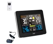 Color Screen Weather Forecast Clock Multi-Function Electronic Alarm Clock Rf Wireless Weather Clock,Black