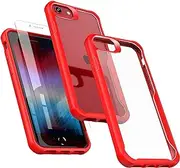 ORETech Designed for iPhone SE 2022 Case with [2 x Tempered Glass Screen Protector][Military Grade] iPhone SE 2020 Case Protective Durable Clear Phone Case for iPhone SE /7/8 Case-Red