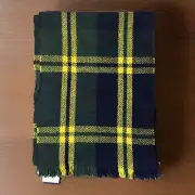 NWT Nautica Scarf 100% Lambswool Navy Blue Green Plaid Fringe 12" x 60" NEW