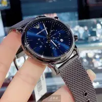 在飛比找ETMall東森購物網優惠-ARMANI 阿曼尼男錶 44mm 黑圓形精鋼錶殼 寶藍色三