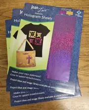 June Tailor / Jean Trix Iron-On T-shirt Purple & Gold Hologram Sheets 6 count