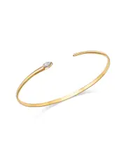 Moon & Meadow 14K Yellow Gold Pear Cut Diamond Tapered Open Cuff Bracelet, 0.18 tcw