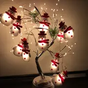 Christmas Snowman String Lights Tabletop DIY Artificial Tree Light-White&Red