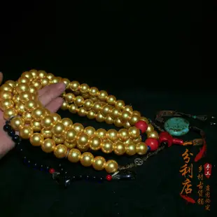 古玩明清代老珍珠圓珠朝珠水晶項鏈頸飾108顆佛珠念珠文玩收藏品