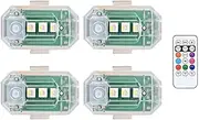4PCS Wireless LED Strobe Lights with Remote Control, 8 Colors USB Anti-Collision Led Emergency Warning Lights
