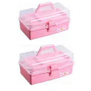 2PCS 12'' Three-Layer Clear Plastic Storage Box/Tool Box Multipurpose Organiz...