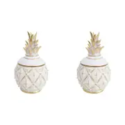 2PK LVD Pineapple Box White Decorative Home Decor Ornament Statue 10.5x19cm