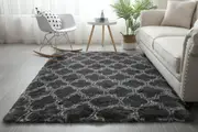 Indoor Shag Fuzzy Carpets for Kids Room Home Decor-Grey