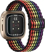 [AK] Elastic Nylon Straps Compatible with Fitbit Versa 4 Strap/Fitbit Versa 3 Straps/Fitbit Sense Strap/Fitbit Sense 2 Strap for Women Men,Stretchy Band for Fitbit Sense 2/Versa 3/Versa 4