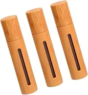 Baluue Essential Oil Roller Bottle Set 3pcs Bamboo Cover 10ml Travel Size Perfume Sprayer Leakproof for Aromatherapy
