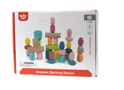 32pc Tooky Wooden Stacking Stone Large Building Blocks Kids Fun Learning Toys 3+