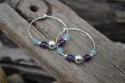 Handmade earrings with Sterling Silver, Amethyst & Amazonite.