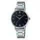 【CASIO 卡西歐】簡約時尚女錶 不鏽鋼錶帶 黑色錶面 日常生活防水 LTP-VT02D(LTP-VT02D-1A)