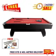 CUETIQ 7FT MDF Pool Snooker Billiard Table with Accessories Pack - Black&Red